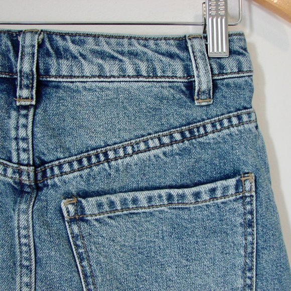 Free People We The Free Zip It Up Denim Jean Mini Skirt Raw Hem Festival Size 24 - Picture 10 of 14